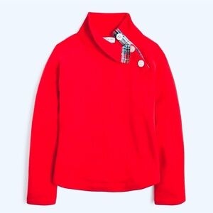 J Crew Crewcuts Girls Medium Red Button Neck Pullover Sweater